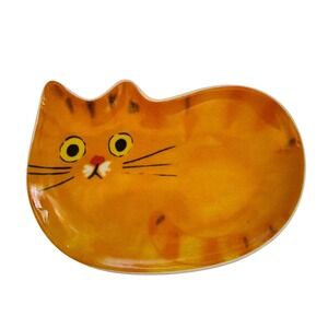 Orange Tabby  Cat Ceramic Dish Small Excellent Kawaii Trinket Tray New